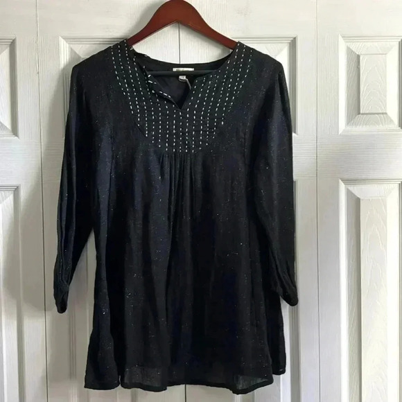 World Market black boho tunic top size S/M - Picture 1 of 5